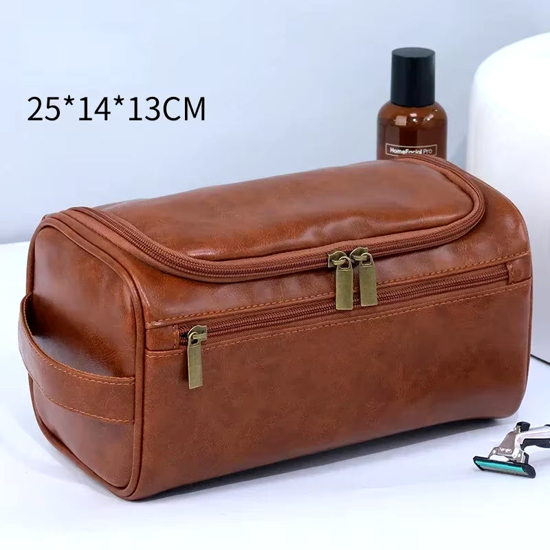 Leather Travel Toiletry Bag – Large Hanging Dopp Kit for Men & Women