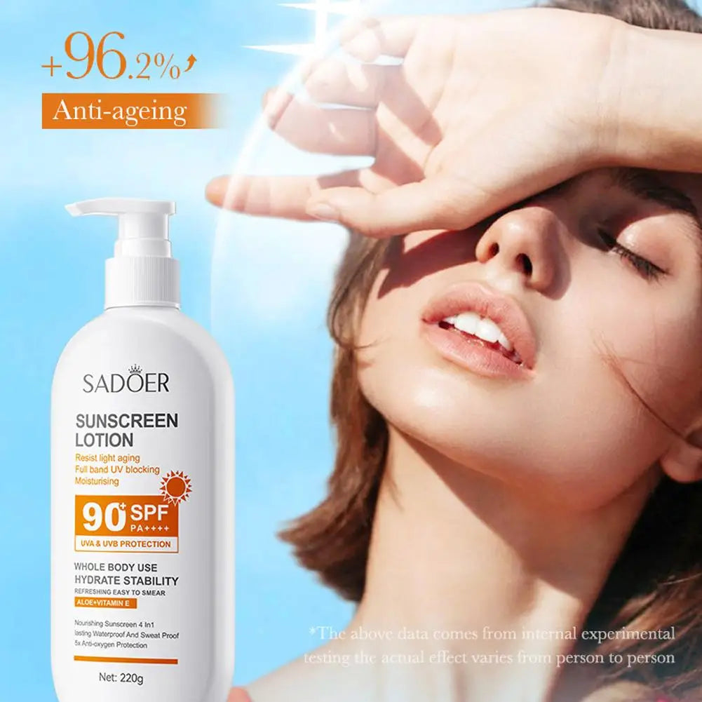 SPF90 PA+++ Sunscreen – Full Body UVA/UVB Protection with Aloe Vera & Vitamin E