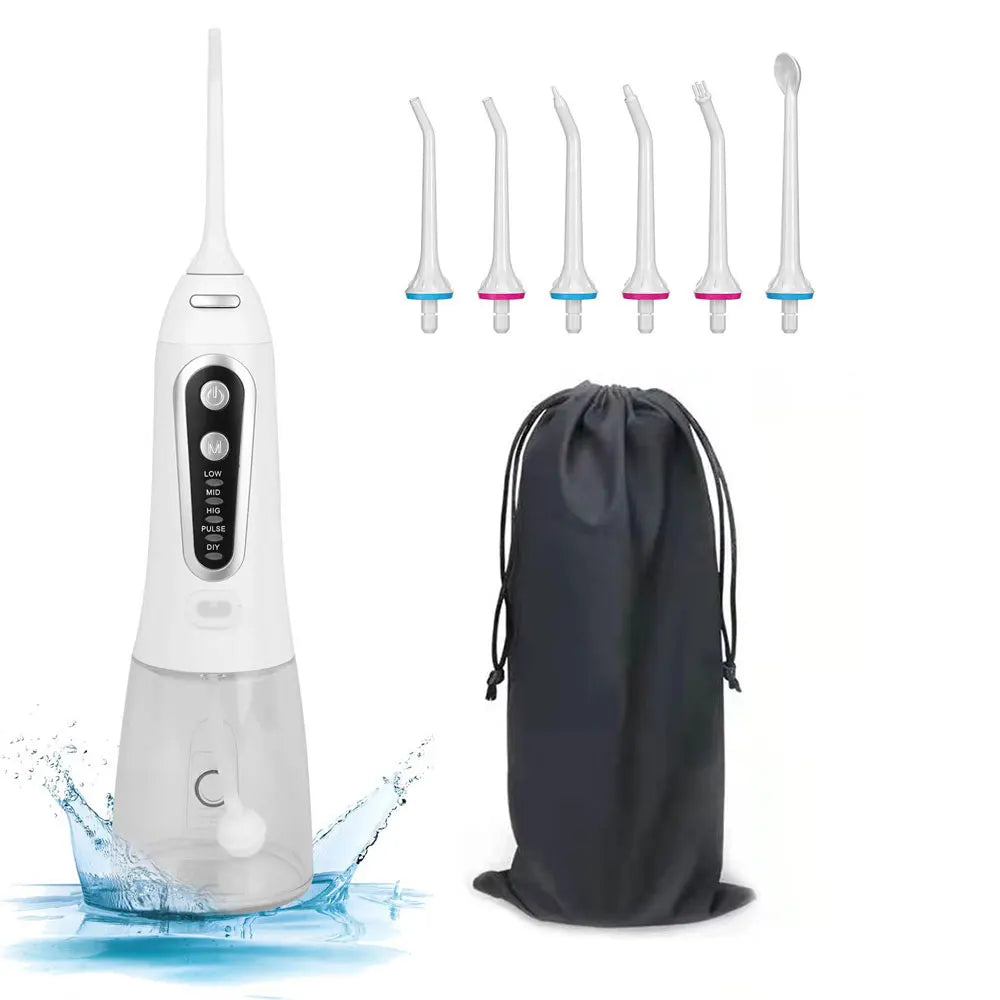 Oral Irrigator USB Rechargeable Water Flosser Portable Dental Water Jet 300ML Water Tank Waterproof Teeth Cleaner for Oral Care