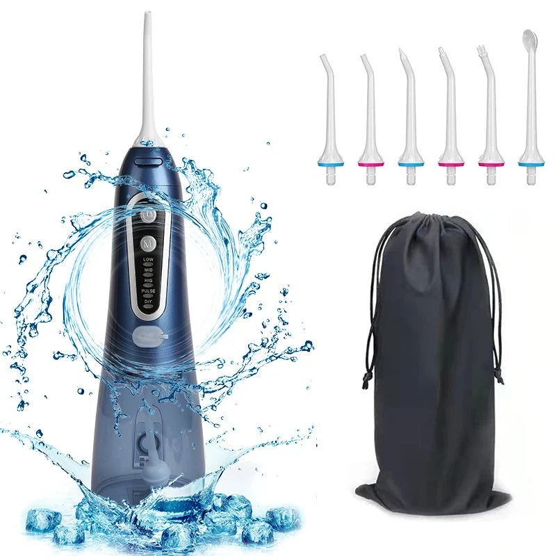 Oral Irrigator USB Rechargeable Water Flosser Portable Dental Water Jet 300ML Water Tank Waterproof Teeth Cleaner for Oral Care