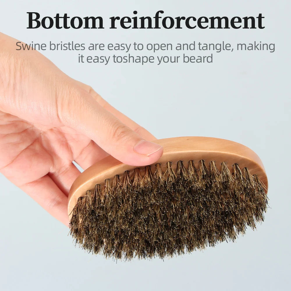 Hair Brush Boar Bristle for Men'S Beard Brush Portable Shaving Comb Massage Hair Cleaning Brush for Facial Cleaning Styling Tool