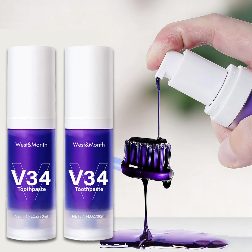 V34 Teeth Whitening Toothpaste – Stain Remover for Yellow Teeth & Fresh Breath