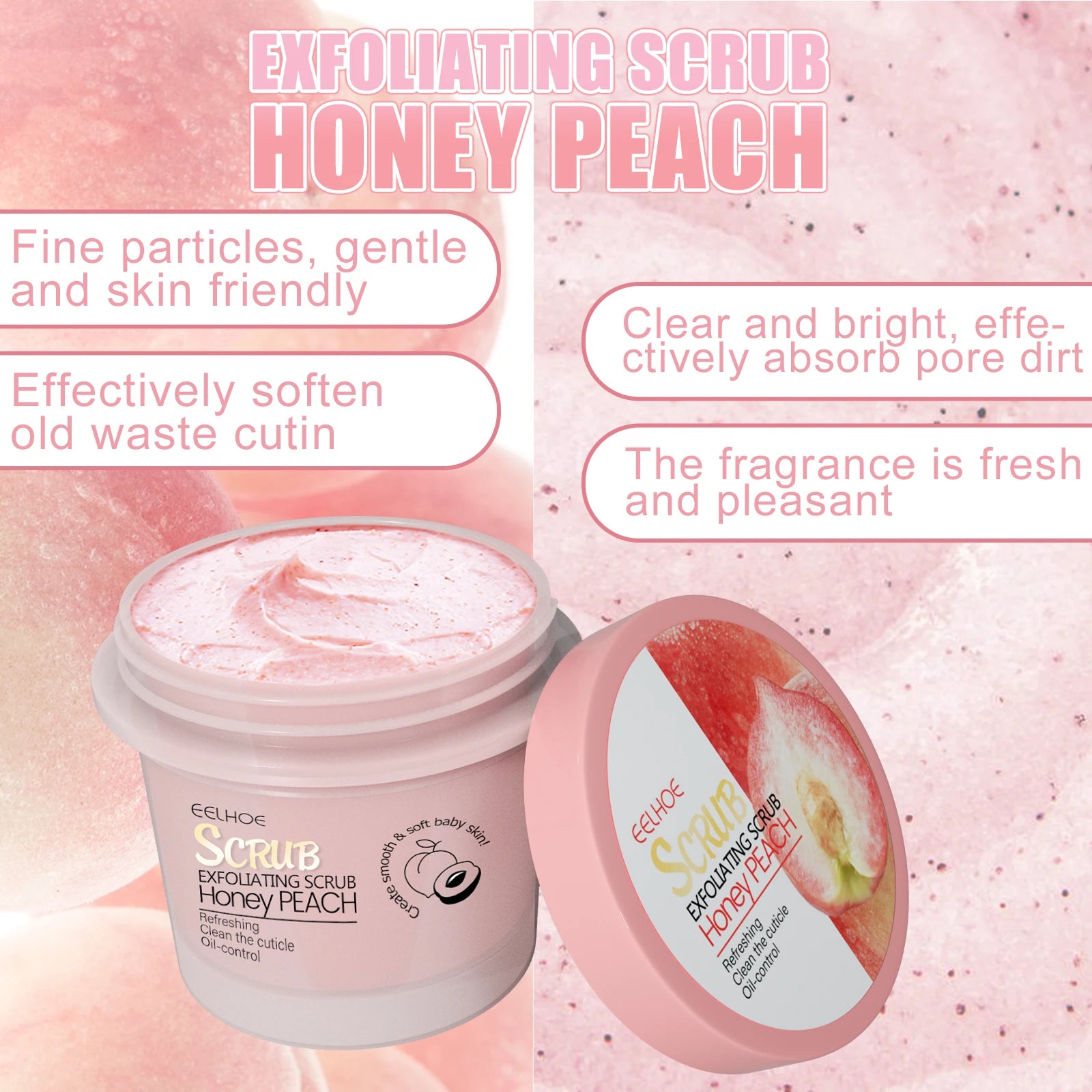 Honey Peach Body Scrub Cream – Deep Exfoliating Moisturizer for Smooth & Glowing Skin