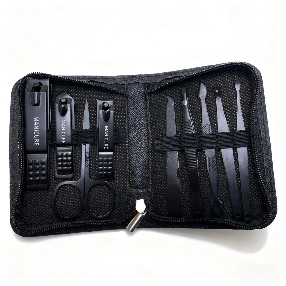 6-9 Pcs Manicure Set with Leather Case Professional Foot and Face Care Tool Kits Stainless Steel Nail Clipper Sets Gift