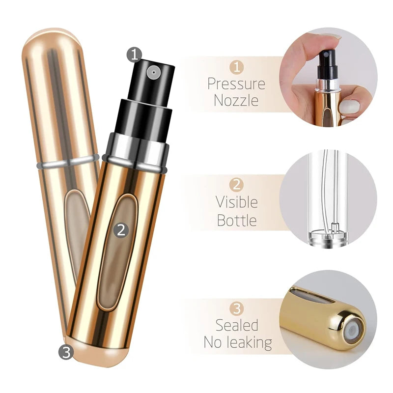 5ml Refillable Perfume Atomizer – Portable Aluminum Travel Spray Bottle