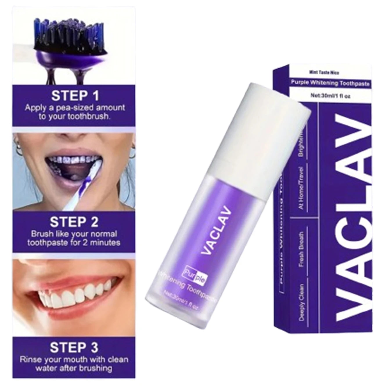 Purple Whitening Toothpaste – Color Corrector for Yellow Teeth & Stain Removal