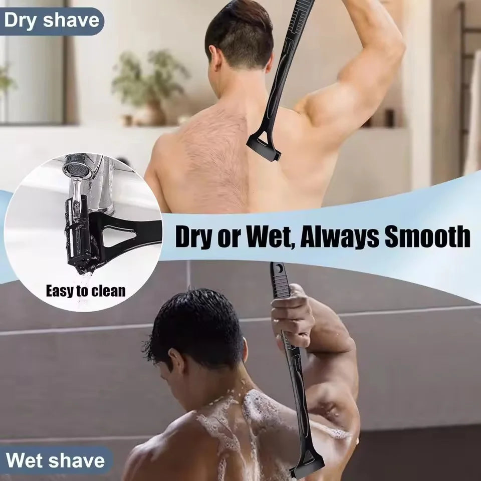Men Triple Blade Manual Back Machine Hair Shaver Safety Long Handle Foldable Trimmer Body Leg Handle Removal Shaving Razor