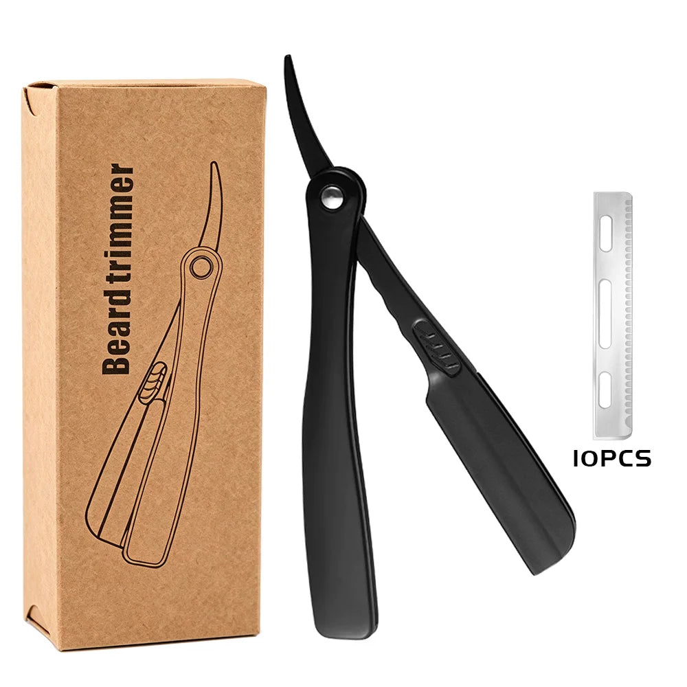 Professional Black Straight Razor Folding Manual Shaver Barber Beard Eyebrow Cutting Shaving Tool for Men Professional Razors