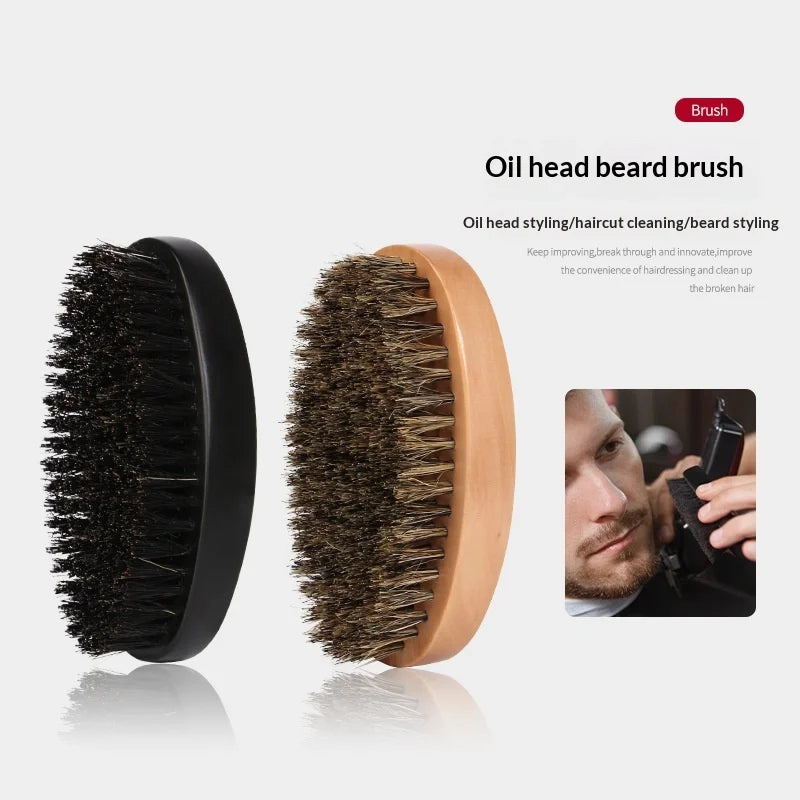 Hair Brush Boar Bristle for Men'S Beard Brush Portable Shaving Comb Massage Hair Cleaning Brush for Facial Cleaning Styling Tool