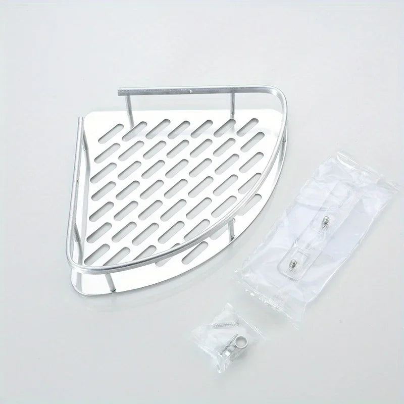 Stainless Steel Shower Caddy – Corner Bathroom Storage Shelf