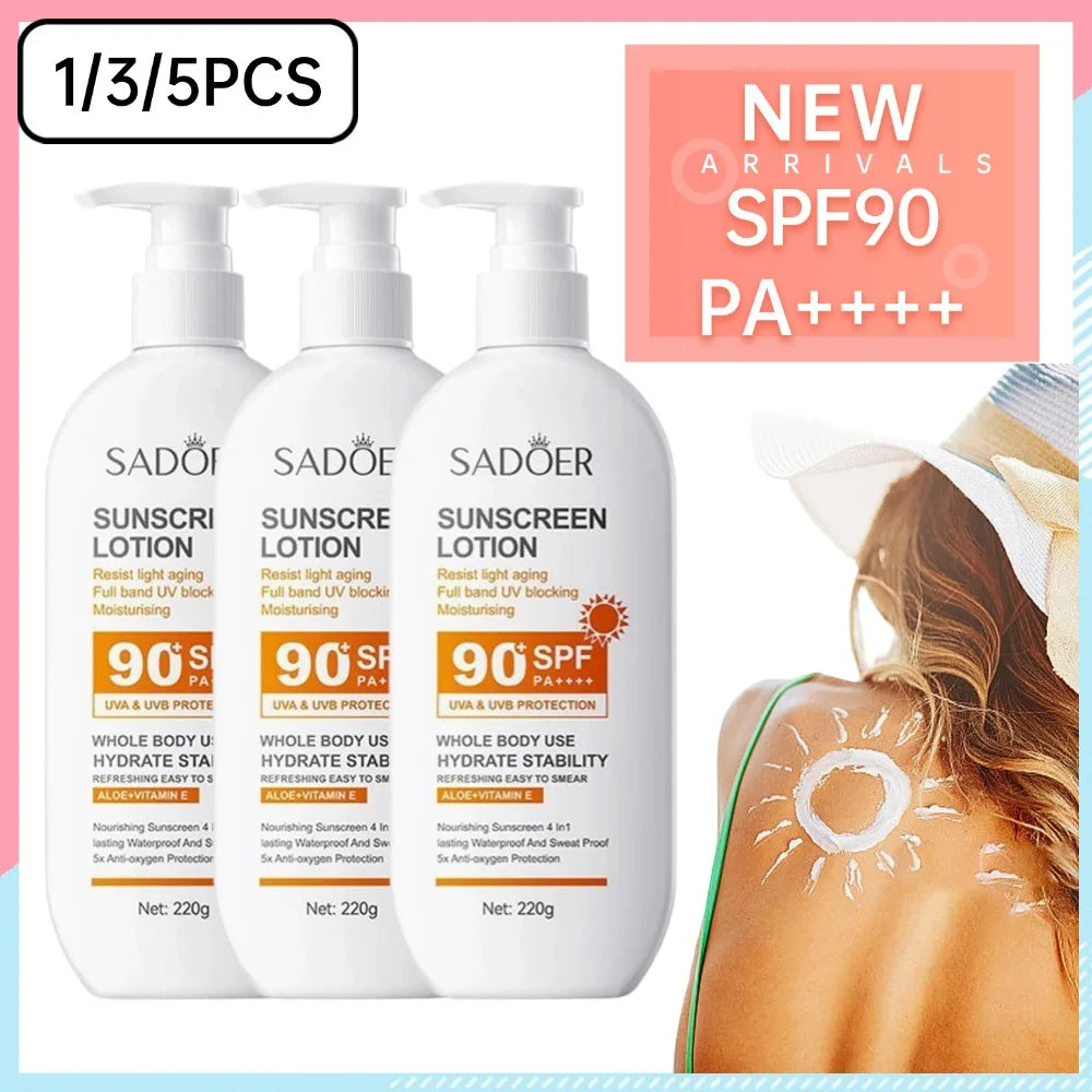 SPF90 PA+++ Sunscreen – Full Body UVA/UVB Protection with Aloe Vera & Vitamin E