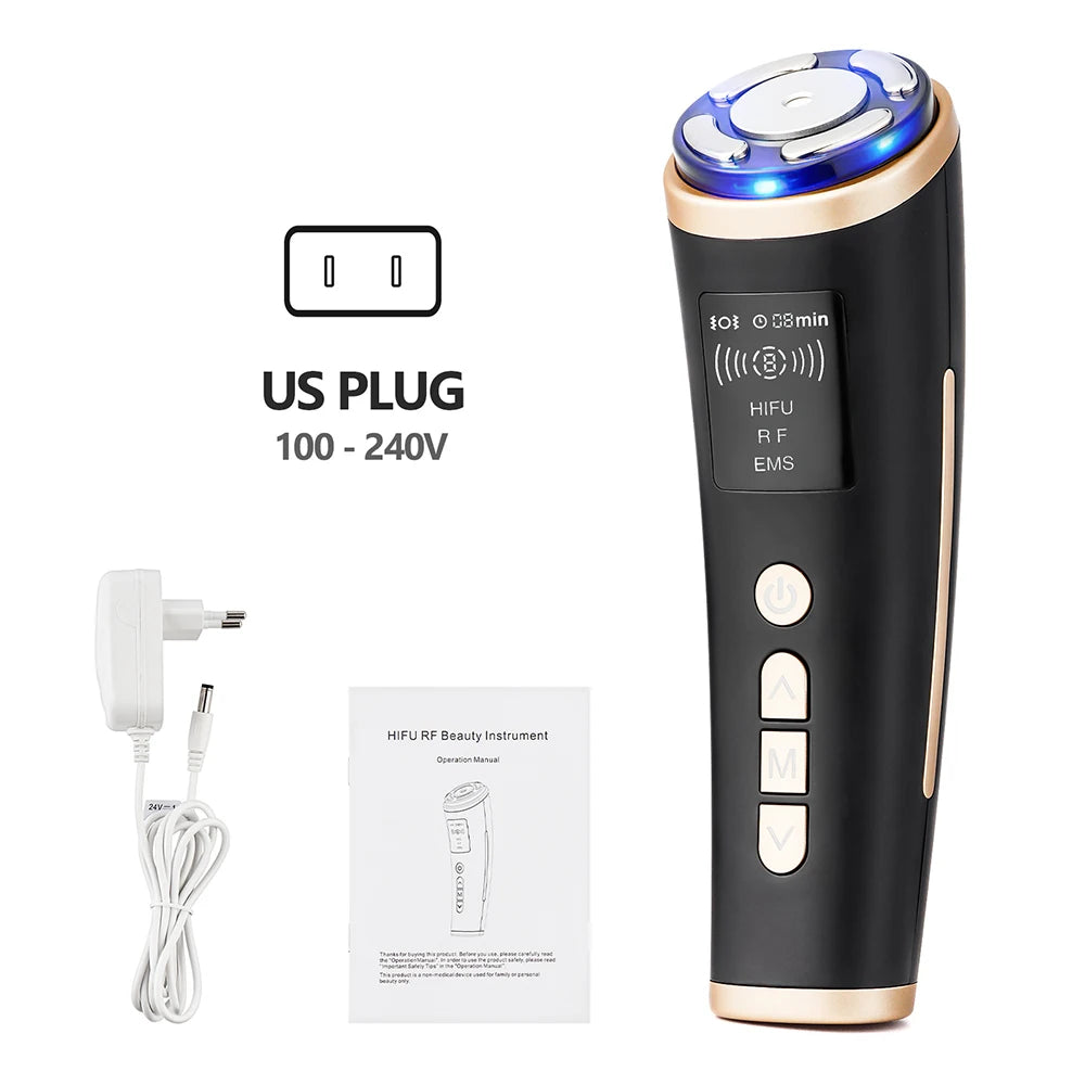 5-in-1 HIFU LED Facial Device – RF & EMS Skin Tightening