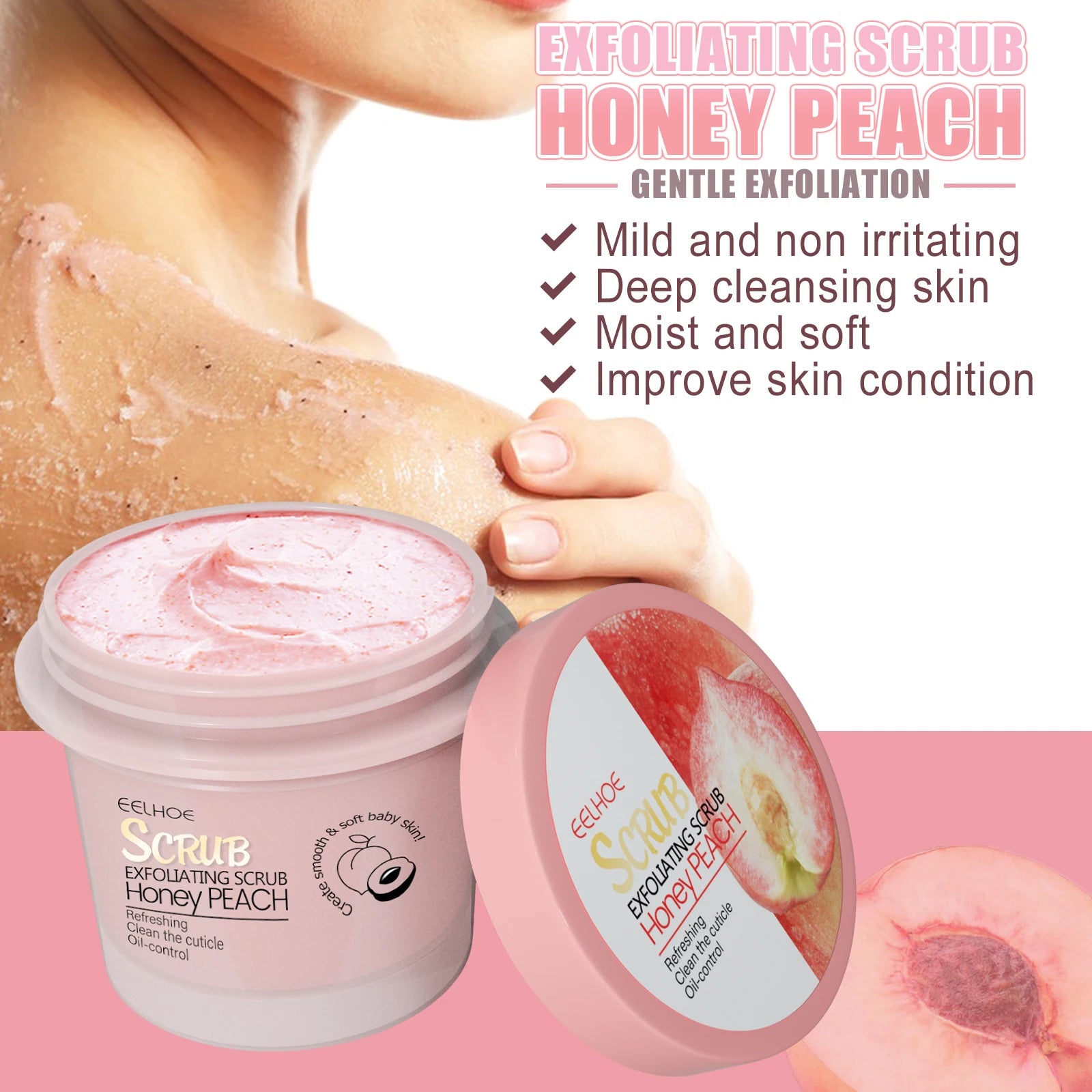 Honey Peach Body Scrub Cream – Deep Exfoliating Moisturizer for Smooth & Glowing Skin