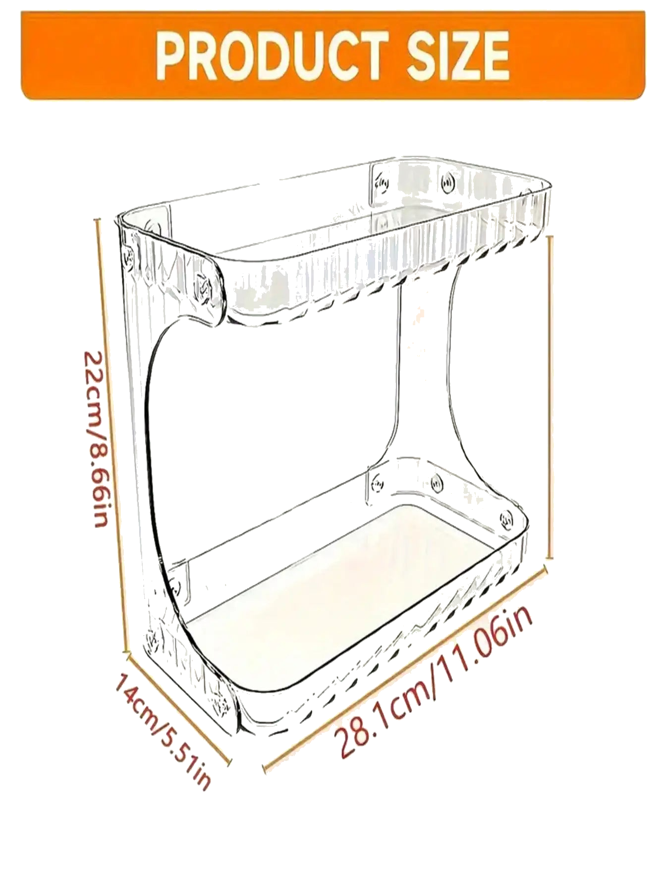 2-Tier Transparent Desktop Cosmetic Organizer with Wheels