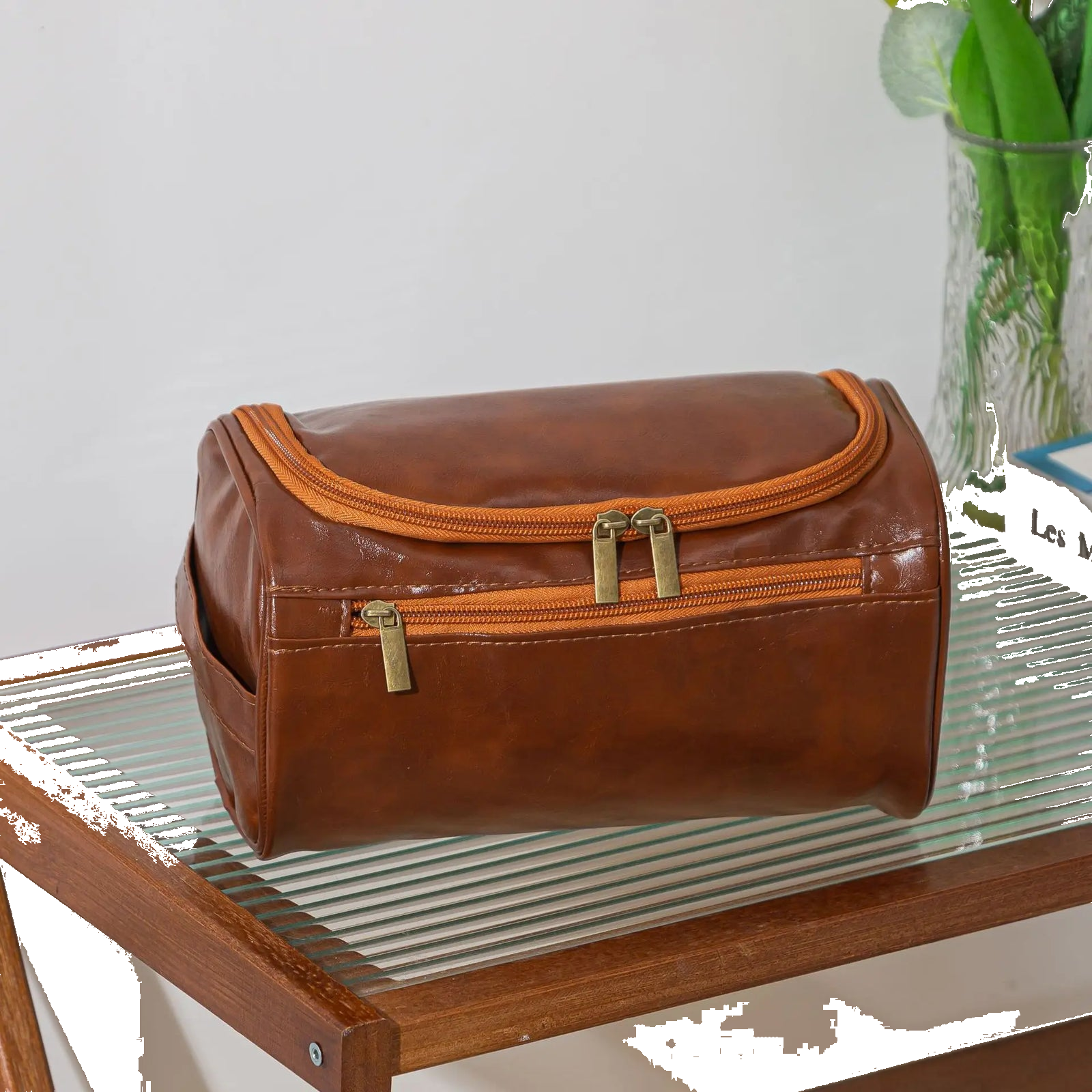 Leather Hanging Toiletry Bag – Large Travel Dopp Kit for Men & Women