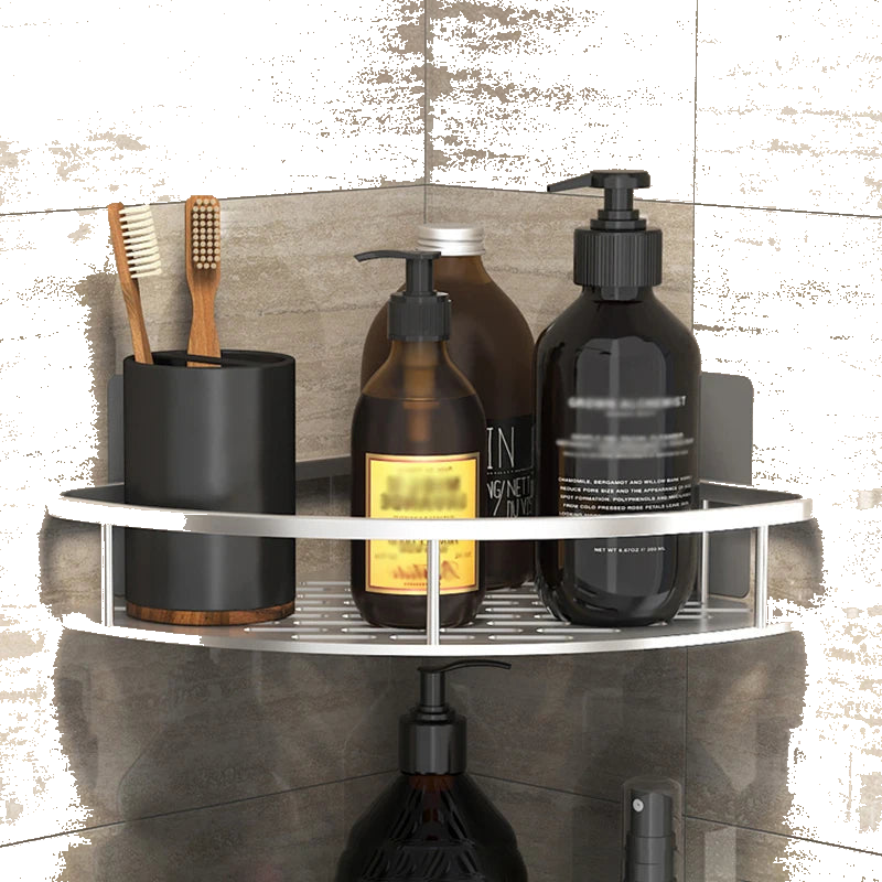 No-Drill Corner Shower Shelf – Wall Mounted Bathroom Storage Rack