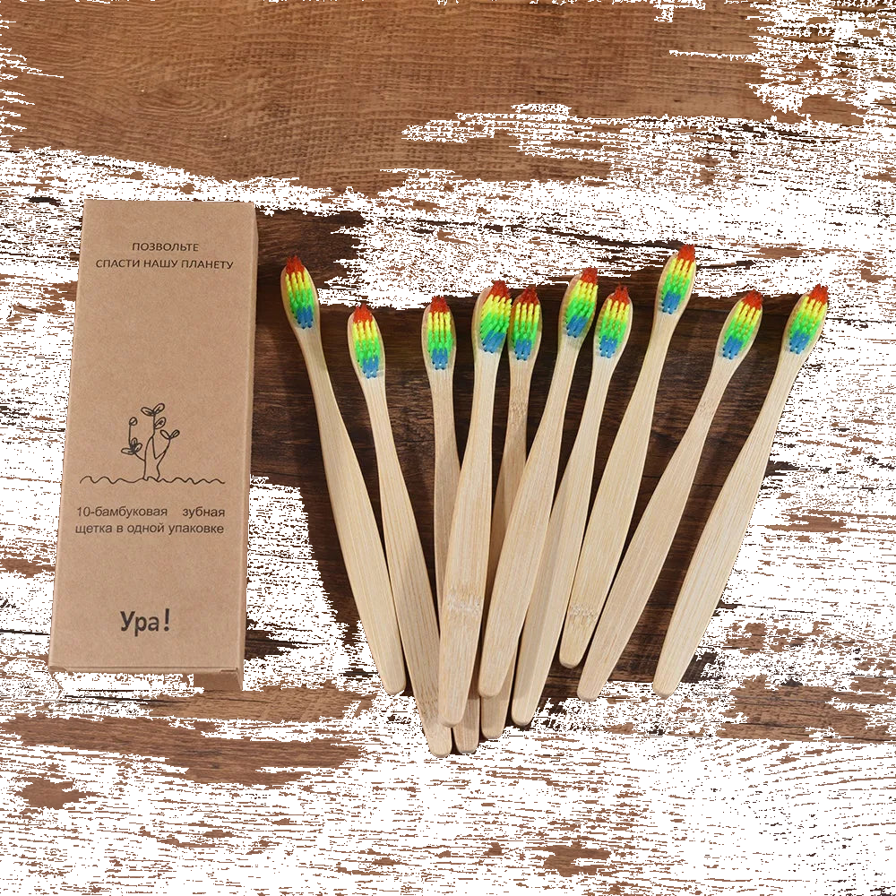 Bamboo Toothbrush Set – 10 Pcs, Soft Bristles