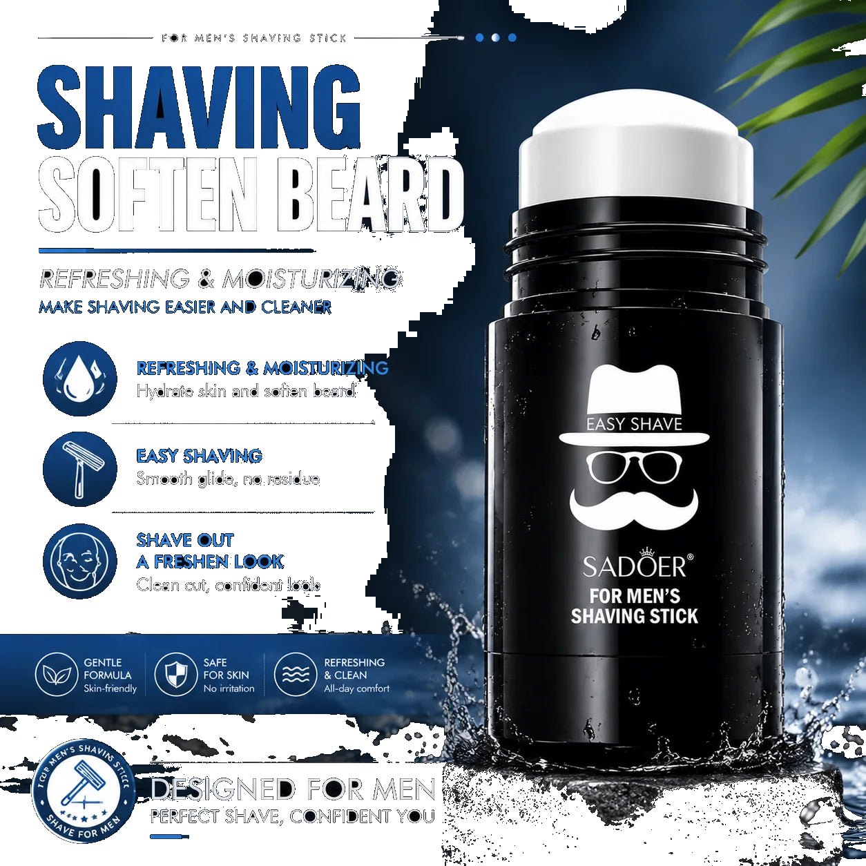 2-in-1 Shaving & Cleansing Cream Stick – Softens Beard