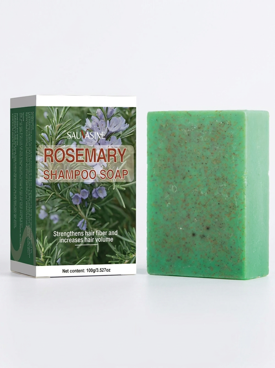 Rosemary Solid Shampoo Bar packaging on white background