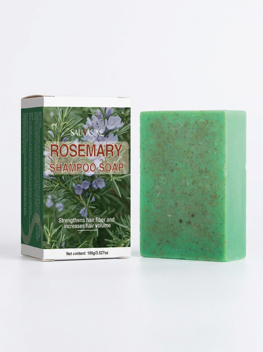 Rosemary Solid Shampoo Bar on white background