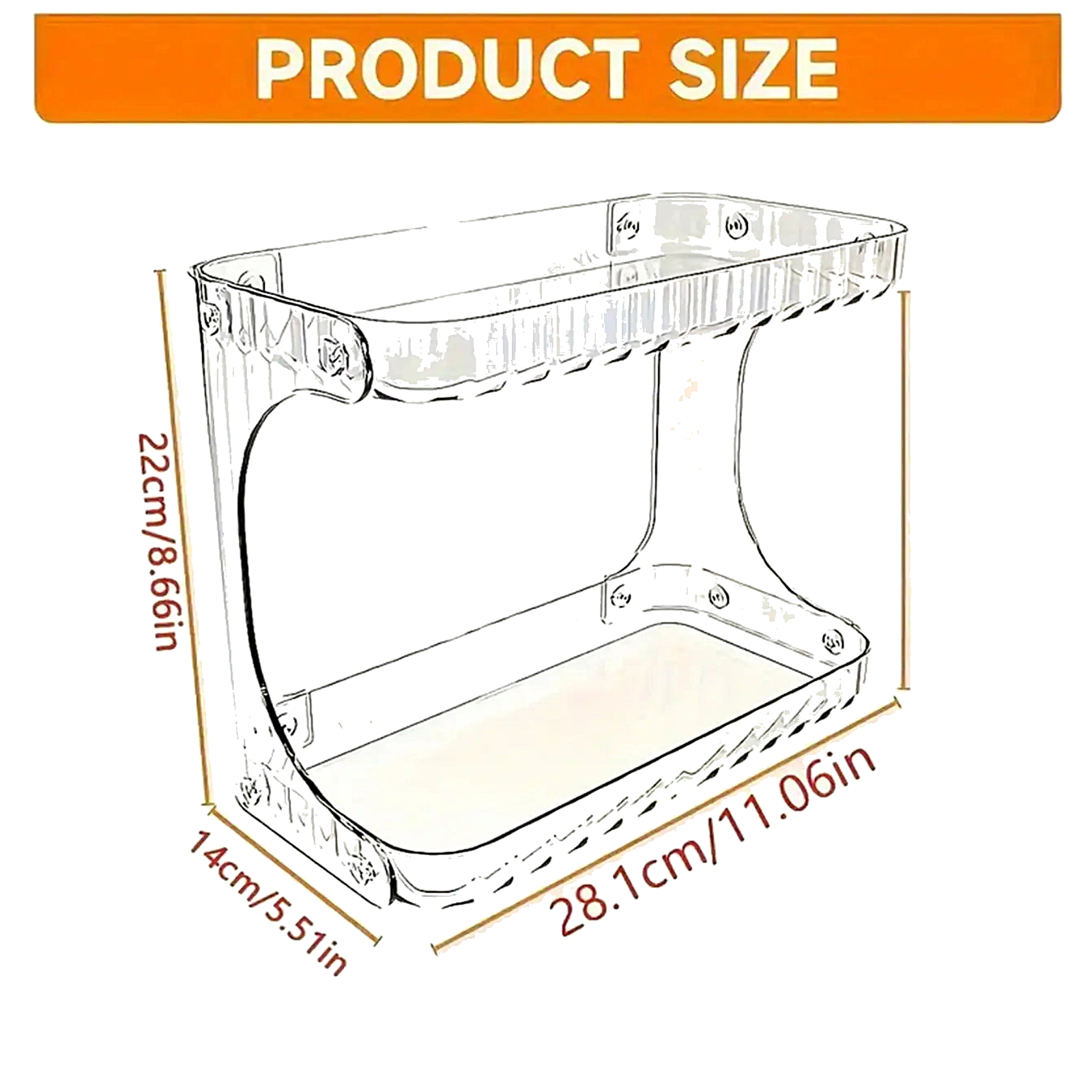 2-Tier Transparent Desktop Cosmetic Organizer with Wheels