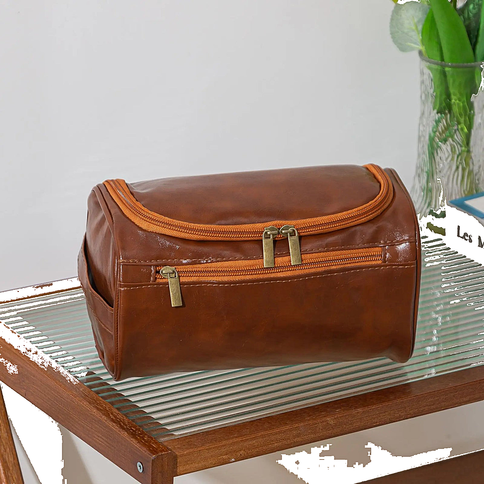 Leather Hanging Toiletry Bag – Large Travel Dopp Kit for Men & Women